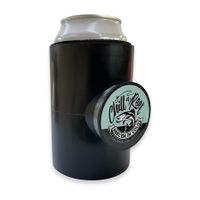 Fishing Can Cooler, Hard Shell Drink Holder with Hand Line Reel Attached, Fits Any Standard Insulator Sleeve or Coozie Black