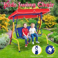 Kids Swing Chair Canopy 2 Seater Garden Hammock Outdoor Furniture Lounge Bench Patio Backyard Toddler Activity Play Centre Glider Safety Belt