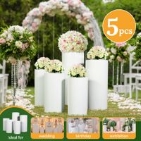 5PCS Display Stand Round Plinth Decorative Retail Wedding Desserts Exhibition Party Cylinder Pedestal Freestanding Holder White