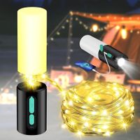 Camping String Lights Camping Lantern with String Light 10 Meters,USB Rechargeable Flashlights for Emergency, Camping, Hiking