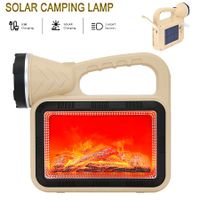 Solar LED Camping  Fireplace Side Light USB Rechargeable Portable Flashlight 4 Modes Fireplace lamp Outdoor Waterproof Camping Searching Lamp