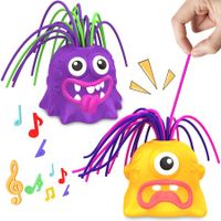 2PCS Fun Hair Pulling Fidget Screaming Monster Toys,Anti Anxiety Toys and Venting Novelty Toys,Different Screams Made by Hair Pulling,for Age3+ Kids Boys and Girls (Yellow&Purple)