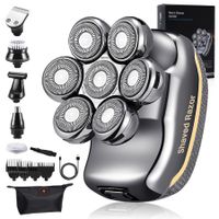 Electric Head Shavers 7D Men's Bald Head Shaver Wet Dry Scalp Shaving 6 in 1 Waterproof Rechargeable Cordless Head Razor Grooming Kit 7 Rotary Heads