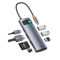 USB C Hub,7 in 1 USB Hub with 3 USB-A 5Gbps, PD 100W, TF/SD Card Reader for iPhone 15, Mac, Dell, Acer, HP, ASUS