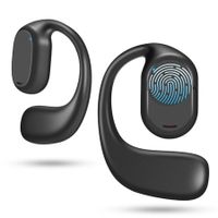 Open Ear Headphones,Air Conduction Headphones Bluetooth 5.3 Touch Control Wireless Earbuds,Up to 16 Hours Playtime Earphones with Dual 16.2mm Dynamic Drivers Deep Bass (Black)
