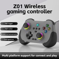 Wireless Game Controller for PC/iOS/Android/Switch, Remote Gamepad with Joystick Adjustable Turbo Vibration Supports Multi-Platform&App-Grey