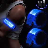 LED Armband Rechargeable for Running Walking at Night,Running Lights for Runners,Running Lights,High Visibility Reflective Running Gear Adjustable Light Up Bands for Men Women Kids (Blue,2 Pack)