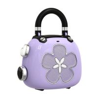 Cute Bluetooth Speaker Mini Portable Speaker with Mighty Sound Retro for Room Desk Decoration Ideal Gift-Purple