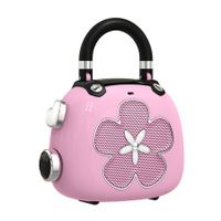 Cute Bluetooth Speaker Mini Portable Speaker with Mighty Sound Retro for Room Desk Decoration Ideal Gift-Pink