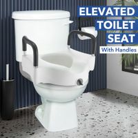 5 Inch Raised Toilet Seat Elevated Riser For Assisted Living Handicap With Arm Rests Arms Fits Most Toilets Aluminum