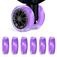 8pcs Luggage Wheels Protector Cover DIY Colorful Silicone Trolley Case Silent Caster Sleeve Reduce Noise Suitcase Wheels Cover Color Purple And Blue