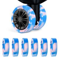 8pcs Luggage Wheels Protector Cover DIY Colorful Silicone Trolley Case Silent Caster Sleeve Reduce Noise Suitcase Wheels Cover Color Pink And Blue