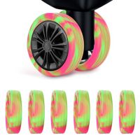 8pcs Luggage Wheels Protector Cover DIY Colorful Silicone Trolley Case Silent Caster Sleeve Reduce Noise Suitcase Wheels Cover Color Green And Red