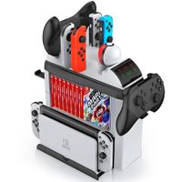 Switch Games Organizer Holder and Charging Dock for Nintendo Switch & Switch OLED Joy-Cons/Original Switch Pro Controller - Switch Storage Rack Stand