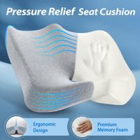 Memory Foam Seat Cushion Chair Seating Sitting Sit Upright Pillow for Car Wheelchair Kitchen Dining Gaming Home Office Truck Grey