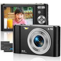 Digital Camera 2.7K Ultra HD Mini Camera 44MP 2.8 Inch LCD Screen Rechargeable Students,Compact Pocket Camera with 16X Digital (Black)