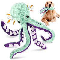 Squeaky Dog Toys for Large Dogs Plush Dog Toys Octopus Stuffed Dog Toys for Indoor Play(Green)
