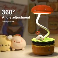 Hamburger Night Light Rechargeable LED Nursery Night Lights Portable Cute Night Stand Lamp With Pencil Sharpener Kawaii Desktop