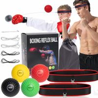 Boxing Reflex Ball - React Reflex Balls on String with Headband,Carry Bag and Hand Wraps - Improve Hand Eye Coordination,Punching Speed,Fight Reaction