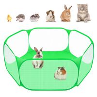 Small Animals C&C Cage Tent,Breathable & Transparent Pet Playpen Pop Open Outdoor/Indoor Exercise Fence,Portable Yard Fence for Guinea Pig,Rabbits,Hamster,Chinchillas and Hedgehogs (Green)