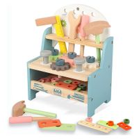 Mini Tool Bench Set Wooden Tool Workbench Construction Workshop Pretend Play Gift for 3+ Year Old Boys Girls