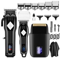 Electric Hair Trimmer Barber Cordless Full Set And Trimmer Set  Rechargeable Hair Beard LED Display for Men(Black)