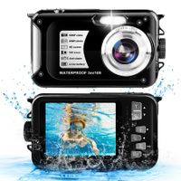 Underwater Camera with 32GB Card 10FT 30MP FHD 1080P Waterproof Camera Compact 16X Digital Zoom Waterproof Digital Camera for Snorkeling (Black)