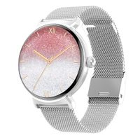 Smartwatch 1.45 Inch 300+ Watchfaces Compass Wireless Relojes Inteligentes Waterproof Smart Sport Watch for Grils Woman(Silver)