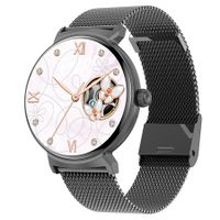 Smartwatch 1.45 Inch 300+ Watchfaces Compass Wireless Relojes Inteligentes Waterproof Smart Sport Watch for Grils Woman(Black)