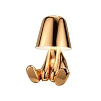 Bedside Touch Control Table Lamp, Gold Decor Thinker Statue LED Table Lamp with USB Port, 3 Way Dimmable Modern Night Light Nightstand Lamp