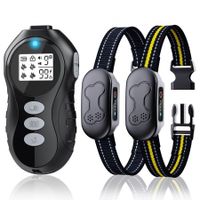 Dog Shock Collar for 2 Dogs, Remote Control Dog Training Collar for Large, Medium and Small Dogs, Waterproof Rechargeable Electronic Collar with 4 Modes (Black)