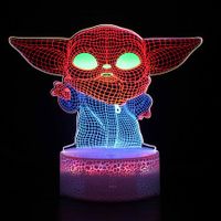 3 Color Changing Night Lamp, 3D Visual Illusion Star War LED Lamp for Kids Toy Christmas Birthday Gifts Yoda