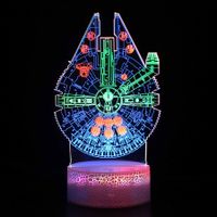 3 Color Changing Night Lamp, 3D Visual Illusion Star Wars LED Lamp for Kids Toy Christmas Birthday Gifts Millennium Falcon