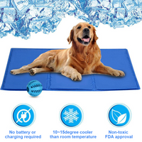 Pet Cooling Mat Foldable Puppy Ice Mat Blue Double-layer Pressing Ice Pad Machine Washable Summer Reusable Training Pad For Dog Size L