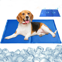 Pet Cooling Mat Foldable Puppy Ice Mat Blue Double-layer Pressing Ice Pad Machine Washable Summer Reusable Training Pad For Dog Size S