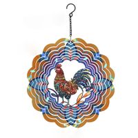 Rooster Metal Wind Spinners - Chicken Gifts , Hanging Chicken Wind Spinner for Outdoor & Indoor Decorations,30*30cm  Christmas Ornament