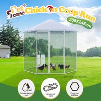 Chicken Coop Rabbit Hutch Duck Walk In Cage Hen Puppy Enclosure House Large Pen Shade Cover Backyard 2.8 X 2.48M