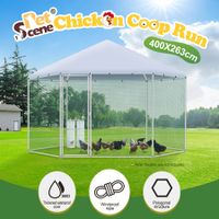 Chicken Coop Rabbit Hutch Duck Walk In Cage Hen Puppy Enclosure House Large Pen Shade Cover Metal Backyard 4 X 2.63M