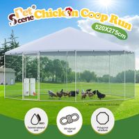Chicken Coop Rabbit Hutch Duck Walk In Cage Hen Puppy Enclosure House Pen Shade Cover Metal Large Backyard 5.2 X 2.75 M