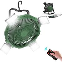 Battery Operated Fan for Camping, USB Portable Fan Rechargeable, Tent Ceiling Fan Lights For Camping Hanging, Battery Powered Fan for Camping Gear Accessories, Green