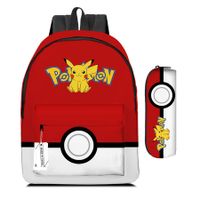 2PCS Pokemon Pikachu Backpack Kids Shoulder Bag Pencil Case for Teenager Kid Student