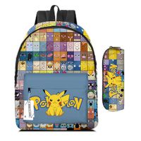 2PCS Pokemon Pikachu Backpack Kids Shoulder Bag Pencil Case for Teenager Kid Student