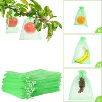 50 Pcs Fruit Protection Bags,8"×12" Fruit Netting Bags for Fruit Trees Fruit Cover Mesh Bag with Drawstring Netting Barrier Bags for Plant Fruit Flower