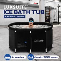 Portable Bathtub Foldable Soaking Ice Bath Spa Tub Thickening Freestanding for Adults Home Bathroom 300L Black
