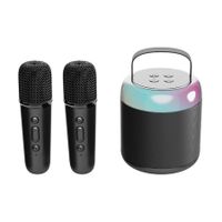 Kids family Portable Karaoke Bluetooth Speaker with Microphone Function Wireless Loudspeaker Mini Portable Karaoke Box with Dual Microphone Color Black