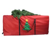 Christmas Tree Storage Bag | Christmas Tree (Single print), Fits Up Heavy Duty 600D Oxford Xmas Holiday Tree Bag with Durable Handles & Dual Zipper 122 * 38 * 51cm (Red)