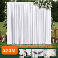 White Backdrop Curtain Silk Background Drape Wedding Party Birthday Graduation Decoration Stage Photography with Rod Pocket 2x2m
