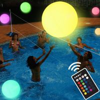White Ball(1PCS)-LED Beach Ball with Remote Control-16 Colors Lights and 4 Light Modes,30M Control Distance,Outdoor Beach Party Games for Kids Adults