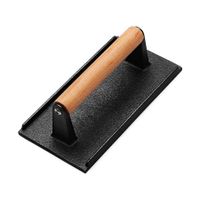 Burger Press, Heavy Duty Cast Iron Rectangular 8.2x4.2Inch Bacon Grill Press with Wood Handle for Sandwich, Paninis (Rectangle)