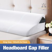 King Size Wedge Pillow Bed Gap Filler Support Foam Headboard Mattress Comfortable Cushion Bedrest Side Storage Pockets 192x25.5x15cm